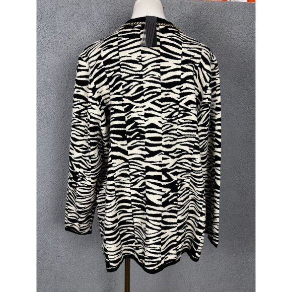 Belldini Plus Size Black Label Women's Zebra Jacquard Sweater Jacket 3X NWT's - Picture 5 of 8